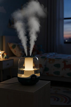 Glr K07 Yeşil Çift Spreyli Ultrasonik Sessiz Hava Nemlendirici ve Gece Lambası | 3L Kapasite