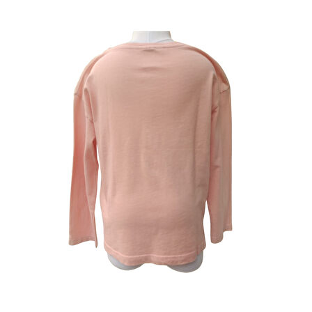 Kız Çocuk Pullu İşlemeli Uzun Kollu Pamuklu Penye Bluz