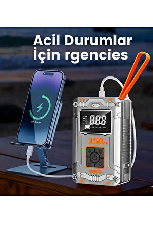 Blackbird MC6619 Dijital Ekranlı Taşınabilir Kablosuz Lastik Şişirme Pompası Powerbank, SOS Işığı, LED Fener, Otomatik Basınç Ayarı