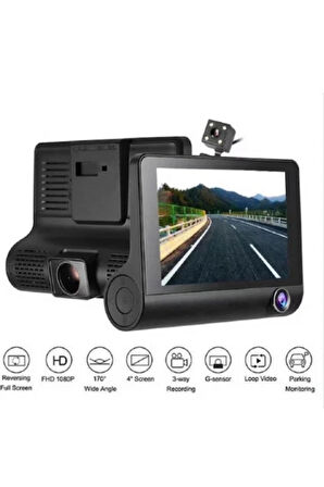 Blackbird 504 170 Geniş Açı, G-Sensörlü, Gece Görüşlü 1080P Çift Yönlü Araç Kamerası (Ön+Arka) - Park Modlu Car DVR