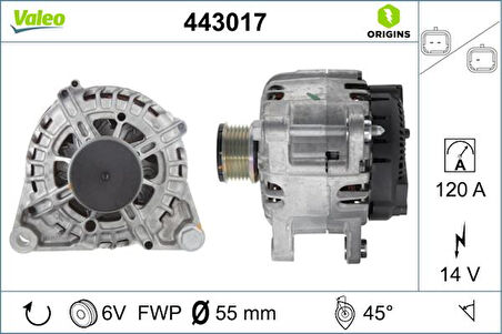 Psa Alternator P208 P301 P2008 P308 (t9) Ds3 C3 III Celysee Eb2 1,0 1,2 120 Amper - Valeo 443017