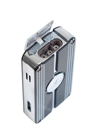Cohiba 3 Torch Pürmüz Delicili Siyah Beyaz Nokta Desenli Metal Puro Çakmağı - TR9487