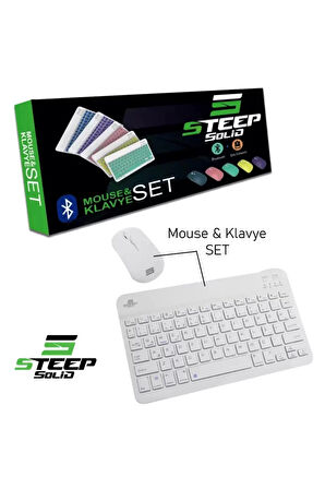 Steep Solid Magic Beyaz Şarjlı Bluetooth Klavye Mouse Set