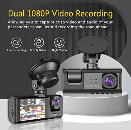 ARAÇ İÇİ KAMERA Hd Video Kayıt Cihazı 3 Kamera Lens Bir Arada  Araç Içi Hd Video Kayıt Cihazı