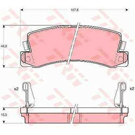 Toyota Arka Fren Balatası Toyota Avensis 97-03 Camry 91-97 Celica 93-99 Lexus 300 00-03 Vista 90-> - Trw Gdb1168