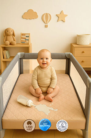 %100 Pamuk Kapitone Fitted Su Sıvı Geçirmez Bebek Alezi-Çocuk Alezi, Park Yatak Beşik Yatak Alezi