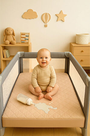 %100 Pamuk Kapitone Fitted Su Sıvı Geçirmez Bebek Alezi-Çocuk Alezi, Park Yatak Beşik Yatak Alezi