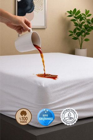 Pamukkale Alez Pamuk Fitted Su Sıvı Geçirmez Yatak Koruyucu Alez 100x200 (10 Farklı Ebat)