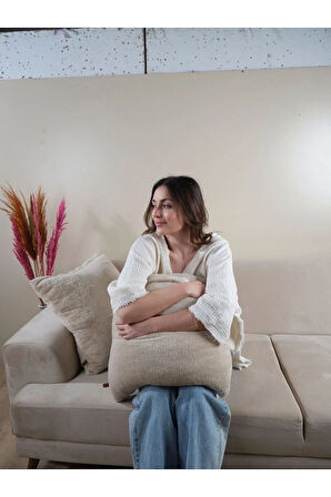 Çift Tarafı Wellsoft Kumaş 2'li 44x44 cm Hediyelik Dekoratif Pelüş Kırlent Kılıfı Yastık Kılıfı