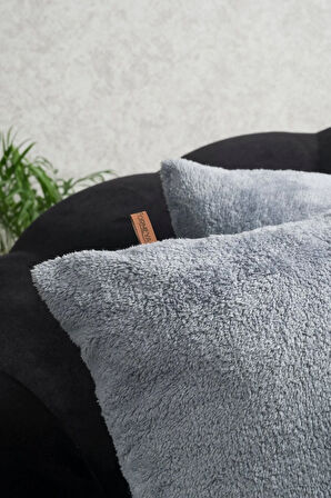 Çift Tarafı Wellsoft Kumaş 2'li 44x44 cm Hediyelik Dekoratif Pelüş Kırlent Kılıfı Yastık Kılıfı