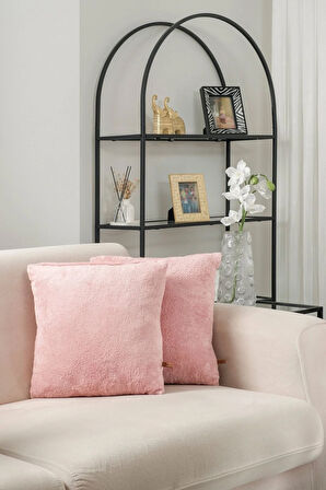 Çift Tarafı Wellsoft Kumaş 2'li 44x44 cm Hediyelik Dekoratif Pelüş Kırlent Kılıfı Yastık Kılıfı