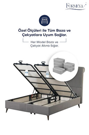 6 Adet Büyük Boy Gri Yatak Baza Altı Çok Amaçlı Hurç 64 x 45 x 22 Cm