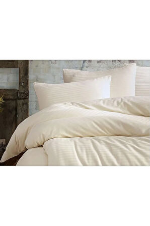 Çizgili Lastikli Çarşaflı Tek Kişilik Nevresim Takımı