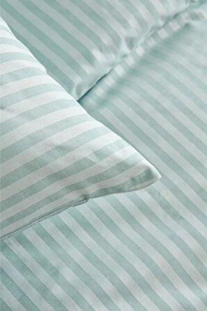 Çizgili Lastikli Çarşaflı Tek Kişilik Nevresim Takımı