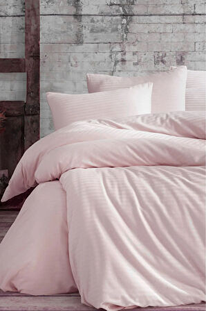 Çizgili Lastikli Çarşaflı Çift Kişilik Nevresim Takımı