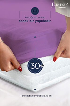 Lila Mikro Fitted Full Kenar Su Sıvı Geçirmez Yatak Koruyucu Alez-Tek-Çift Kişilik Battal Boy Alez