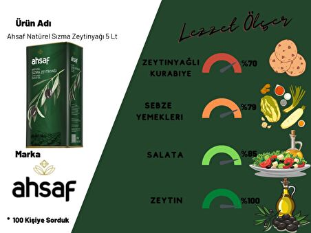 Ahsaf Sızma Zeytinyağı 5 lt Teneke 