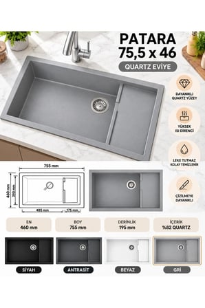 Granit EVYE Patara Series GRİ Renk EN:460 mm BOY :755 mm DERİNLİK :195 mm