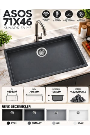 Granit EVYE Asos Series BEYAZ Renk EN:460 mm BOY :710 mm DERİNLİK :195 mm