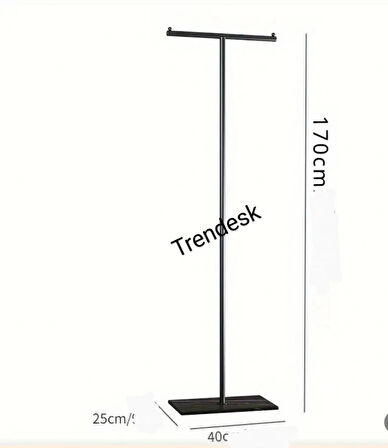 Trendesk T Siyah  Ayaklı Askılık Elbise Askılık