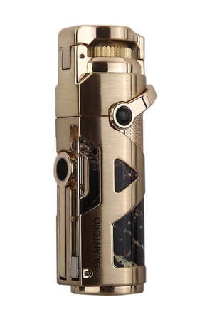 Quantoro Tek Torch Pürmüz Delicili/İğneli Gold Metal Puro Çakmağı - TRZ1178