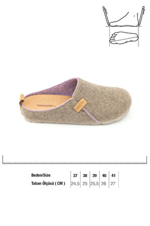 Gezer Kışlık Keçe Comfort Taban Kadın Ev Bahçe Terlik
