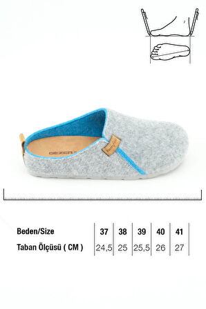 Gezer Kışlık Keçe Comfort Taban Kadın Ev Bahçe Terlik