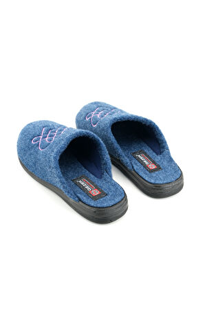 Gezer Kadın Kışlık Keçe Nakışlı Kalp Tasarım Ev Bahçe Terlik