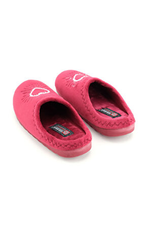 Gezer Kadın Kışlık Nakışlı Kalp Tasarım Rahat Taban Ev Bahçe Gondol Terlik