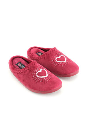Gezer Kadın Kışlık Nakışlı Kalp Tasarım Rahat Taban Ev Bahçe Gondol Terlik