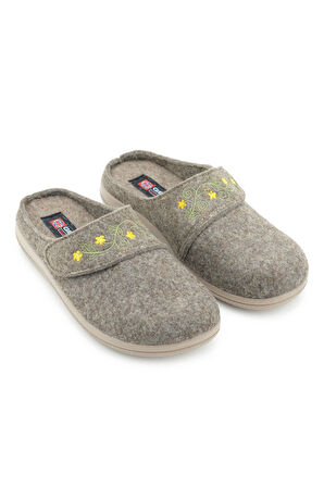 Gezer Kadın Kışlık Nakışlı Tasarım Cırtlı Ayarlanabilir Rahat Taban Ev Bahçe Terlik