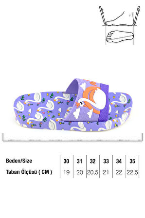 Gezer Kız Çocuk Yazlık Islak Zeminde Kullanıma Uygun Rahat Taban Ev Bahçe Plaj Havuz Terlik