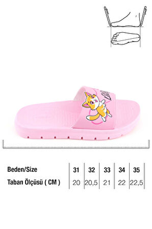 Gezer Kız Çocuk Yazlık Cat Lady PU Rahat Taban Ev Banyo Havuz Plaj Terlik
