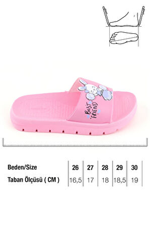 Gezer Kız Çocuk Yazlık Best Friend Bunny PU Rahat Taban Ev Banyo Havuz Plaj Terlik