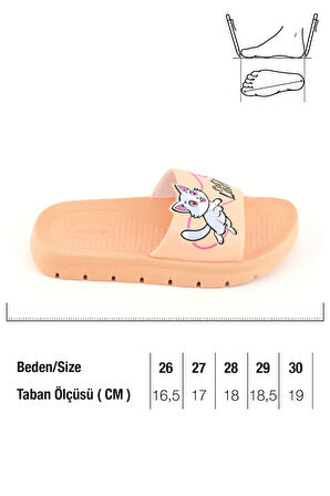 Gezer Kız Çocuk Yazlık Cat Lady PU Rahat Taban Ev Banyo Havuz Plaj Terlik