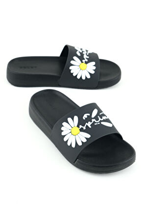 Gezer Kadın Yazlık Papatya Tasarım PU Rahat Taban Ev Banyo Havuz Plaj Terlik