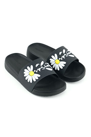 Gezer Kadın Yazlık Papatya Tasarım PU Rahat Taban Ev Banyo Havuz Plaj Terlik
