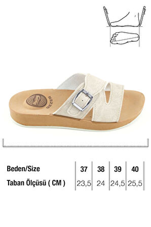 Gezer Kadın Yazlık Alt Taban PU Suni Deri Tek Toka Ayarlanabilir Rahat Masaj Taban Günlük Terlik