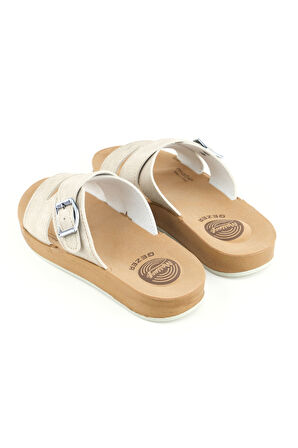 Gezer Kadın Yazlık Alt Taban PU Suni Deri Tek Toka Ayarlanabilir Rahat Masaj Taban Günlük Terlik