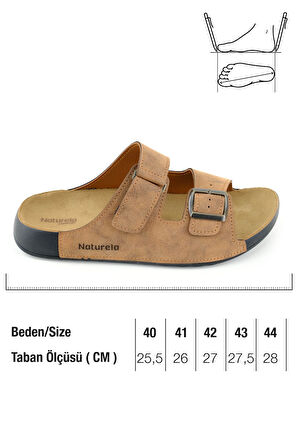 Gezer Naturela Comfort Erkek Yazlık Rahat Taban Suni Deri Tek Cırt Cırtlı Tek Tokalı Ayarlanabilir Günlük Terlik