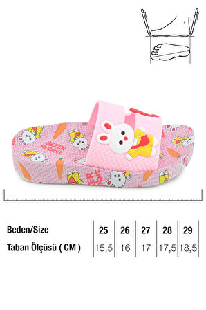 Gezer Rabbit Kız Çocuk Yazlık Airblow Islak Zemine Uygun Rahat Taban Ev Banyo Havuz Plaj Günlük Terlik