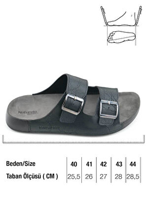 Gezer Naturela Comfort Erkek Yazlık Suni Deri Çift Toka Ayarlanabilir Rahat Taban Günlük Terlik
