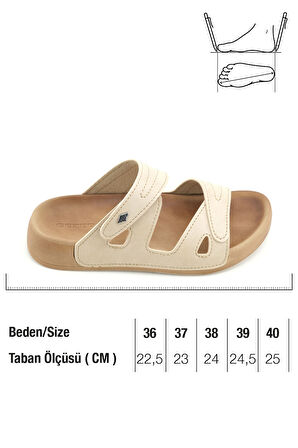 Gezer Kadın Yazlık Suni Deri Cırt Cırtlı Ayarlanabilir Rahat Taban Günlük Terlik