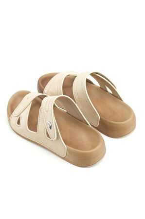 Gezer Kadın Yazlık Suni Deri Cırt Cırtlı Ayarlanabilir Rahat Taban Günlük Terlik