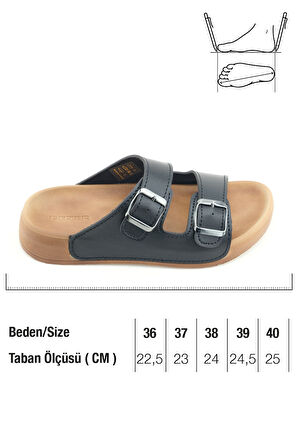 Gezer Kadın Yazlık Suni Deri İki Kemer Cırt Cırtlı Ayarlanabilir Rahat Taban Günlük Terlik