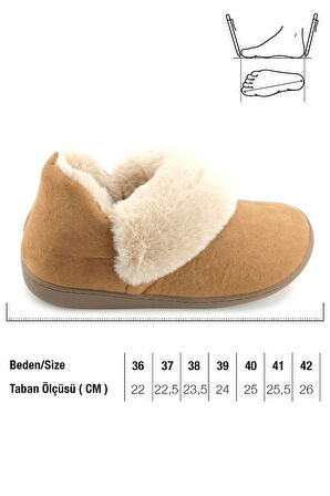 Gezer Kadın Kışlık İçi Peluşlu Rahat Taban Ev Bahçe Panduf Bot