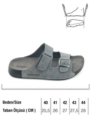 Gezer Naturela Comfort Erkek Yazlık Rahat Taban Suni Deri Tek Cırt Cırtlı Tek Tokalı Ayarlanabilir Günlük Terlik