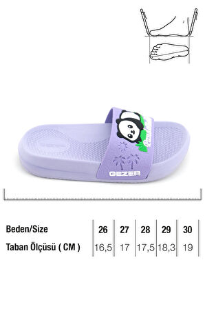 Gezer Panda Yazlık Kız Çocuk PU Islak Zemine Uygun Rahat Taban Ev Bahçe Banyo Havuz Terlik