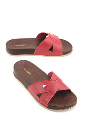 Gezer Kadın Yazlık Suni Deri Rahat Taban Günlük Terlik