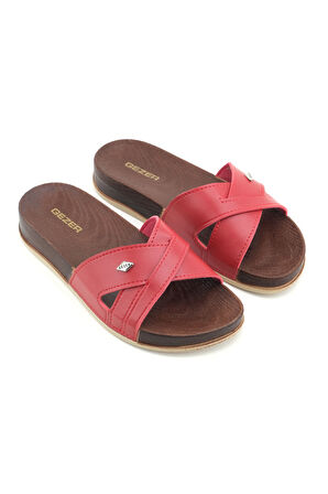 Gezer Kadın Yazlık Suni Deri Rahat Taban Günlük Terlik